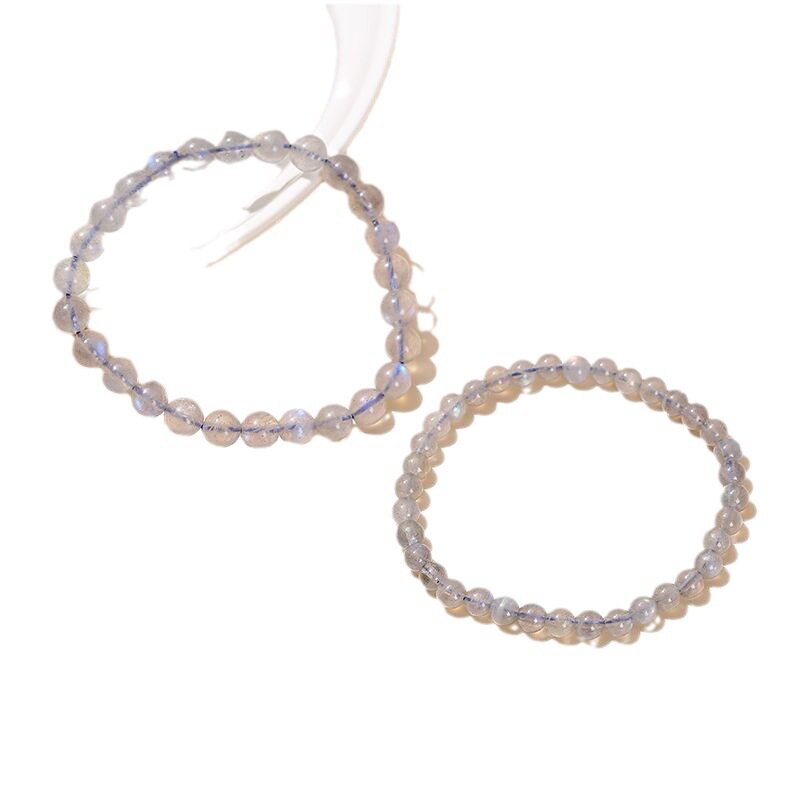 Single-Strand Ice-Grade Glass-Grade Collector's Gray Moonstone Bracelet