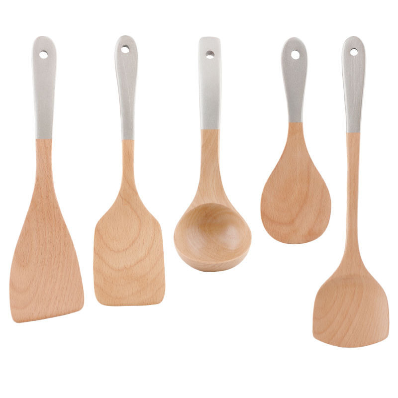 @小木仙 高颜值银柄锅铲不粘锅专用炒菜铲木铲子厨具铲勺套装汤勺