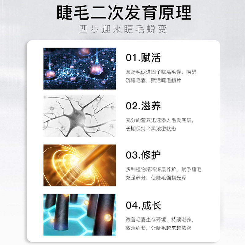 睫毛生纤长液医用级长出浓密卷翘乌黑纤长眉毛眼睫毛营养液睫毛膏