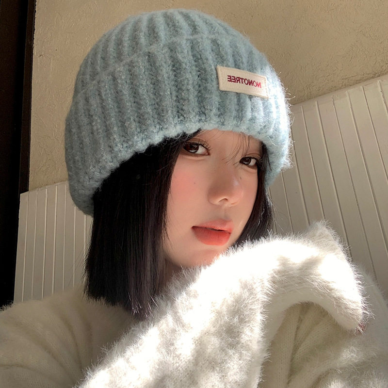 冬季针织毛线帽女秋冬天加厚大头围百搭帽子显脸小保暖护耳包头帽