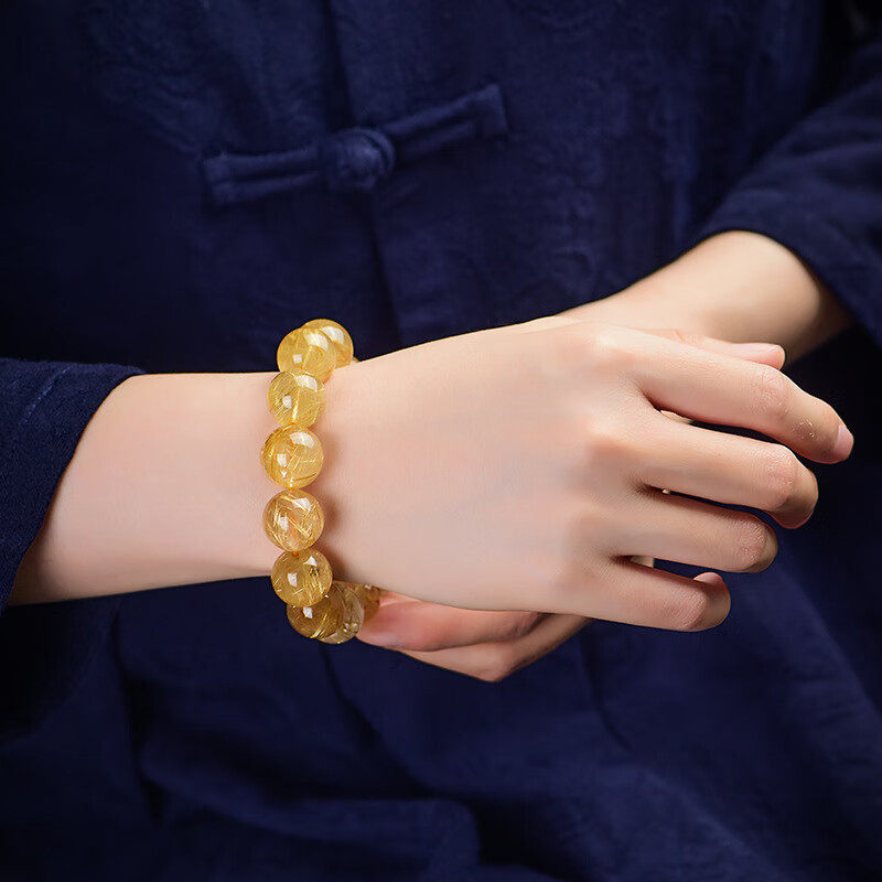 Single-Strand Golden Rutilated Quartz Bracelet