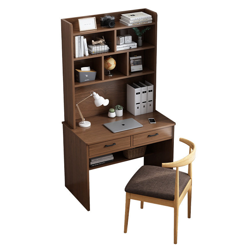 书桌书架一体桌子实木学习桌卧室写字桌学生办公桌家用台式电脑桌