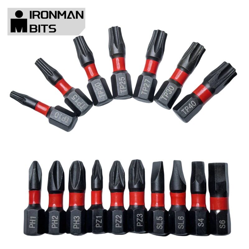 25mm高强度单头黑色扭力十字一字米字梅花内六角螺丝刀强磁短批头