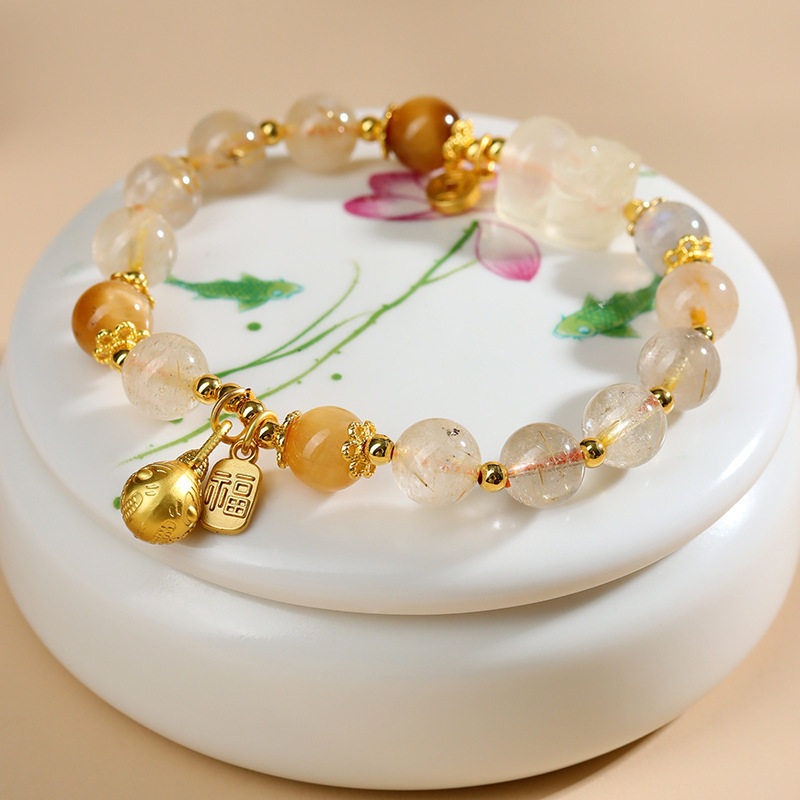 Luxury Golden Rutilated Quartz Bracelet