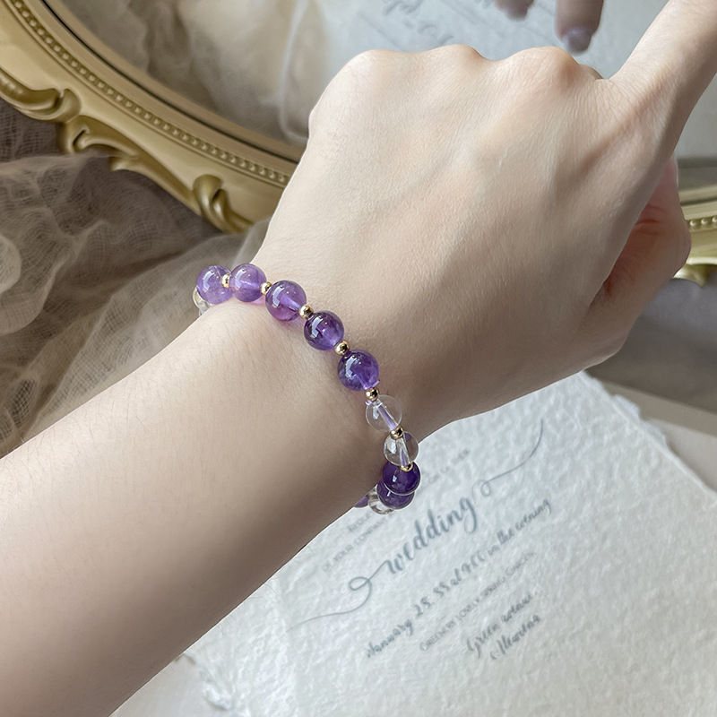 Natural Amethyst Bracelet Energy Stone for Wealth, Luck, and Sleep Aid