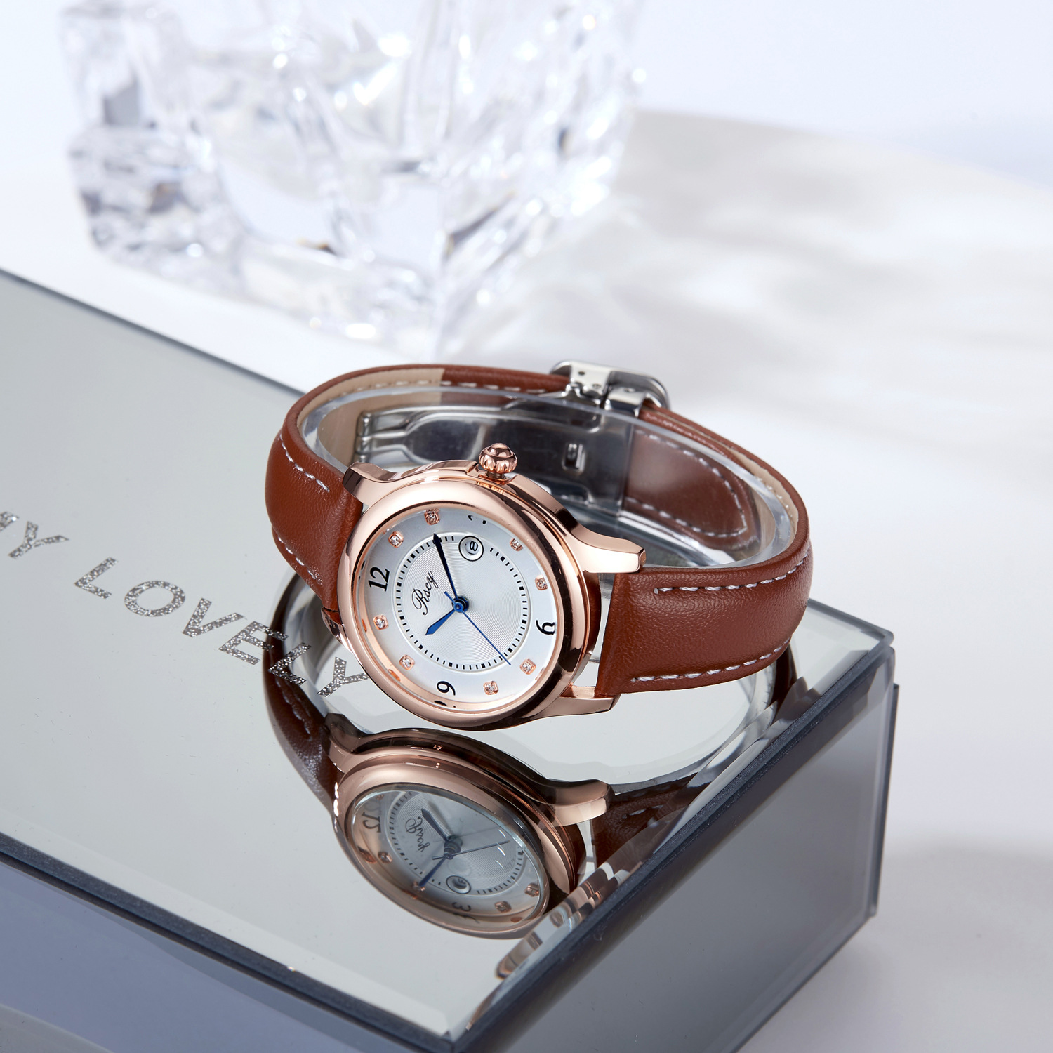 抖音视频款镶钻告白气球气质百搭轻奢CD扣 手表情侣日历腕表CD扣