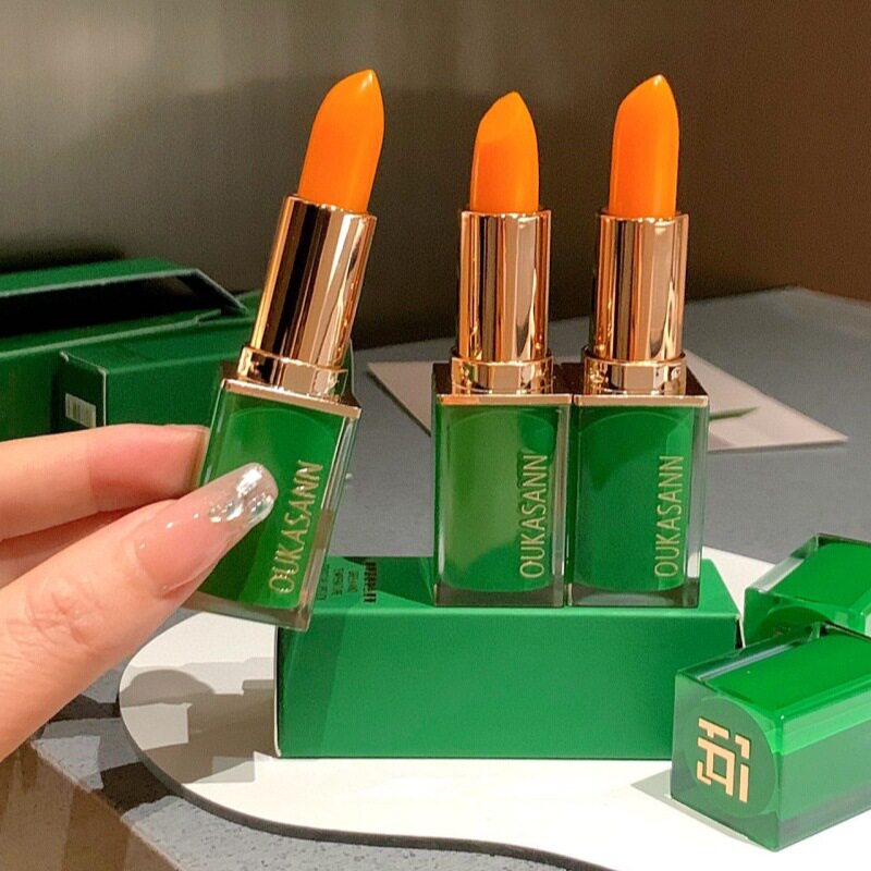 OUKASANN臻绿温感变色唇膏口红两用滋润嫩肤持久保湿不易掉色批发