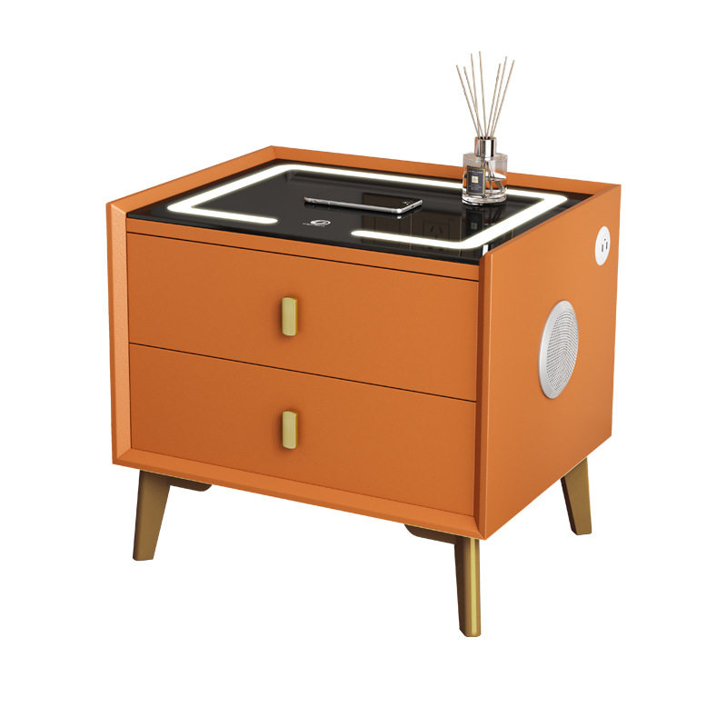 多功能智能床头柜蓝牙音箱现代简约卧室两抽无线充USB床边柜三抽