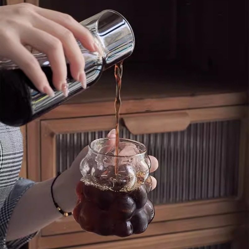 葡萄啵啵杯ins设计师款带把玻璃杯小众果汁饮料杯家用夏喝水杯子