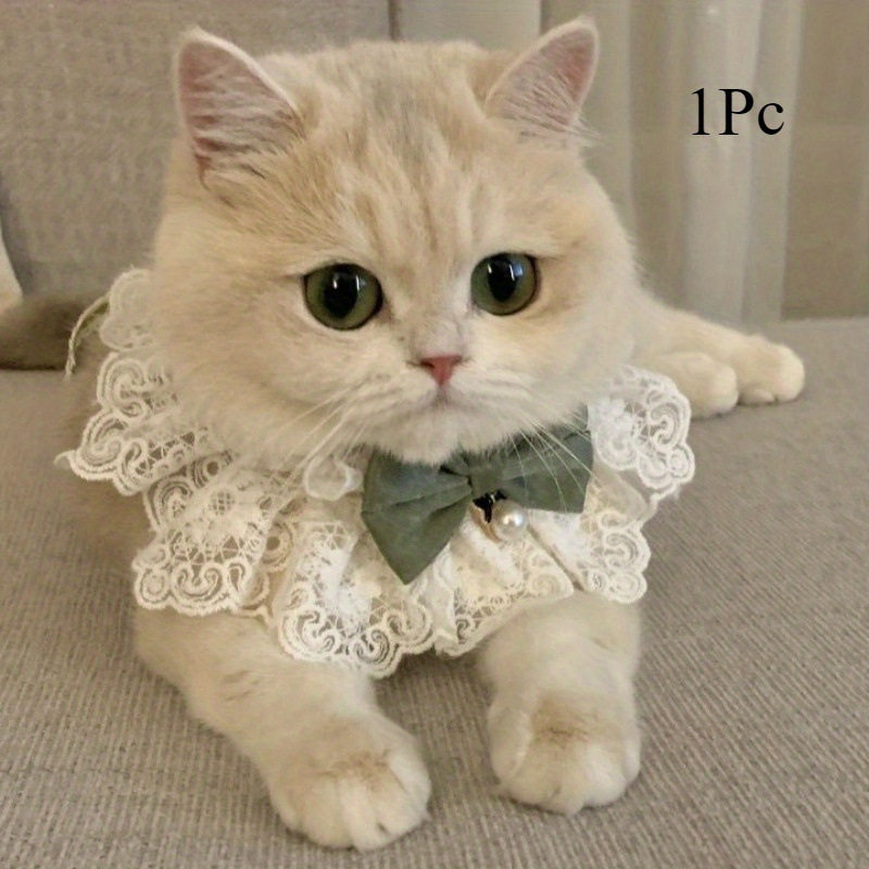 猫咪纯情系列蕾丝花边狗狗围脖四季款可爱公主风拍照狗狗口水巾