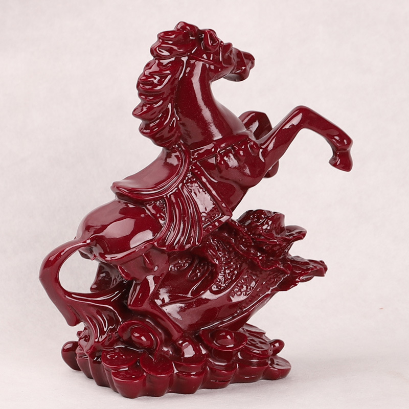 Vermilion Cinnabar Horse for Success Feng Shui Ornament - Wealth Attraction, Luck Transformation, Career Soaring Office and Home Décor
