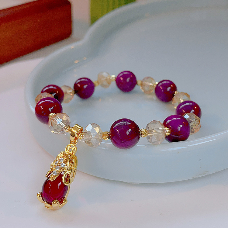 【Fortune Attraction & Husband Luck】Rose Red Tiger's Eye Pixiu Fox Bracelet for Women, Natural Crystal Energy Bracelet