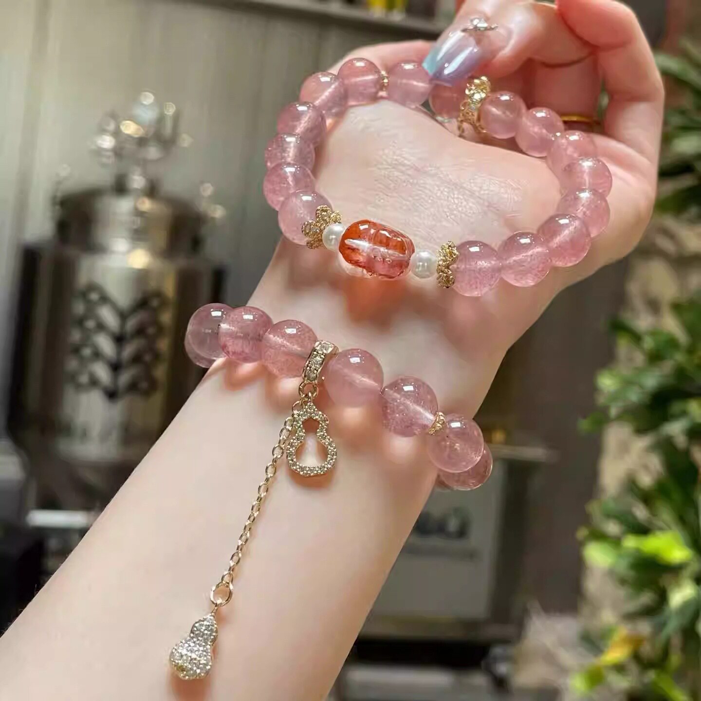 Modern Chinese Rose Quartz Bracelet