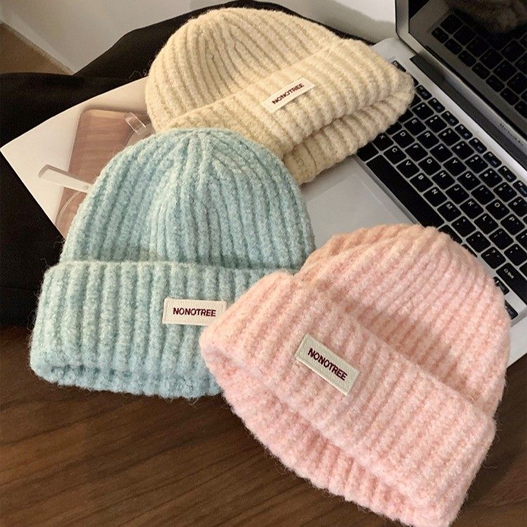 冬季针织毛线帽女秋冬天加厚大头围百搭帽子显脸小保暖护耳包头帽