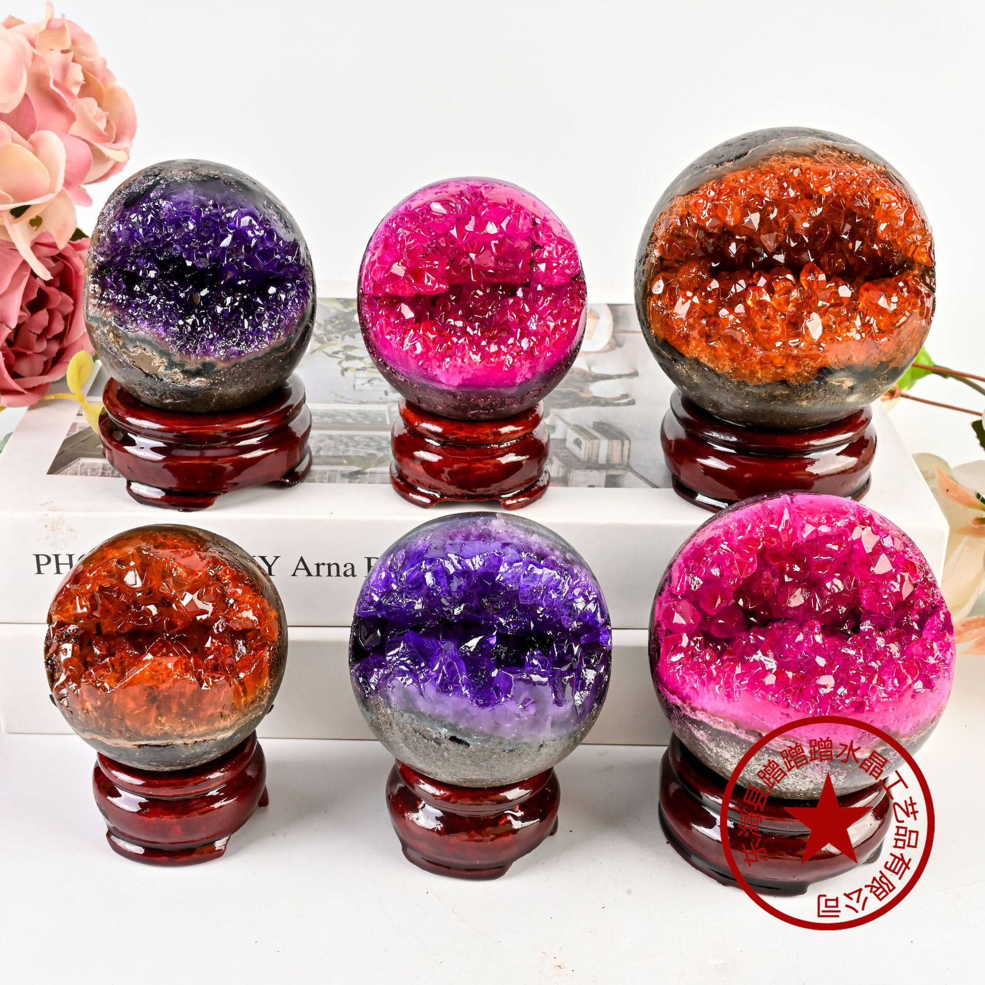 Radiant Treasure Bowl — Multi-Color Crystal Cluster