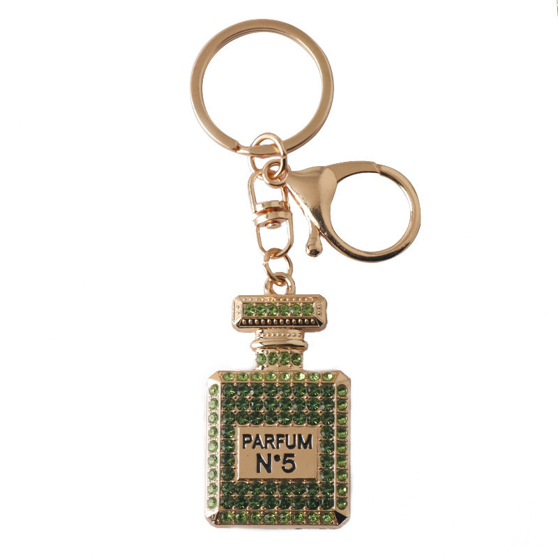 韩版创意满钻镶钻香水瓶钥匙扣女汽车钥匙链圈包包挂件小礼品批发