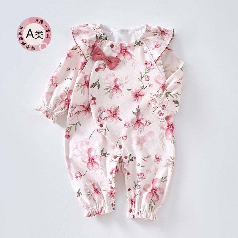 婴儿四季公主哈衣女宝宝洋气哈衣春秋韩版无骨长袖连体衣爬服外出