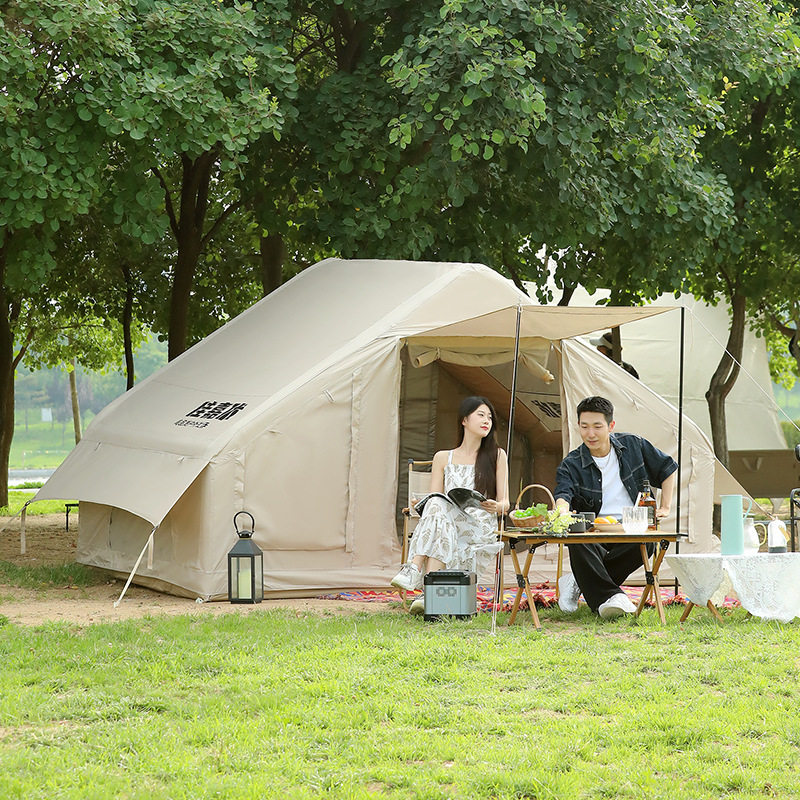 现货户外露营充气帐篷加厚防雨小屋帐篷野营牛津小屋脊帐篷亘便携