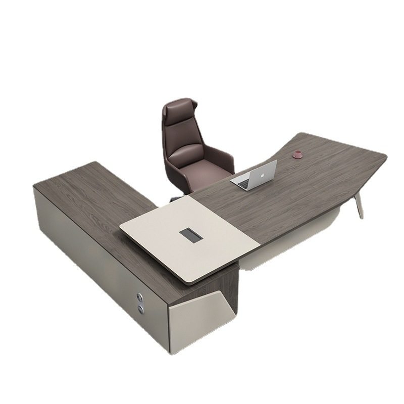 新款办公桌老板桌简约现代总裁经理桌女士大班台单人办公桌椅组合