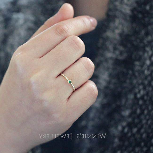 9K gold green diamond ring