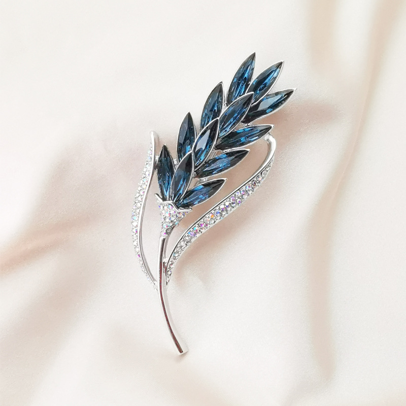 春夏新款镶钻麦穗胸针时尚高档气质珍珠胸花防走光丝巾扣别针批发