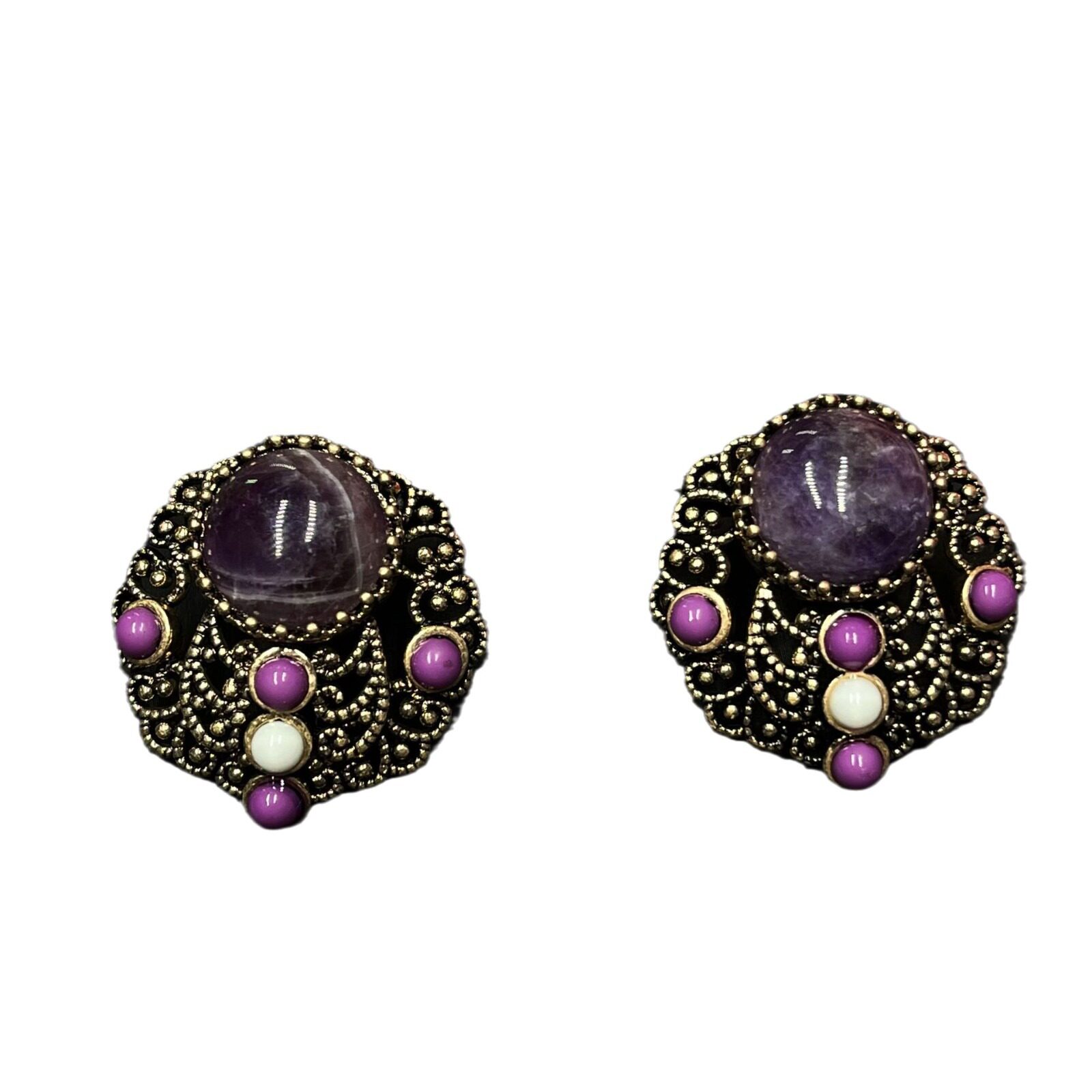 Luxury Vintage Amethyst Stud Earrings