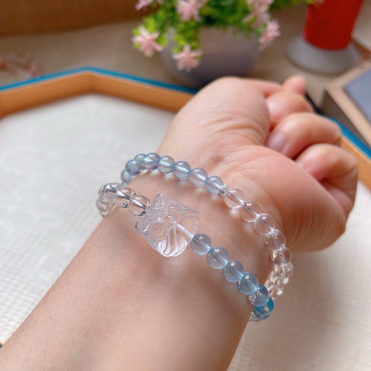 Double-Wrap Luxury Clear Quartz Bracelet