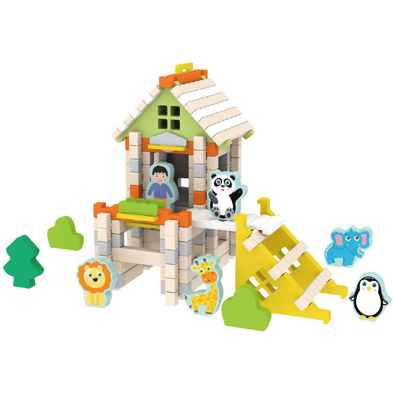 儿童鲁班榫卯积木拼搭益智早教积木建筑大师场景搭建拼装木制玩具