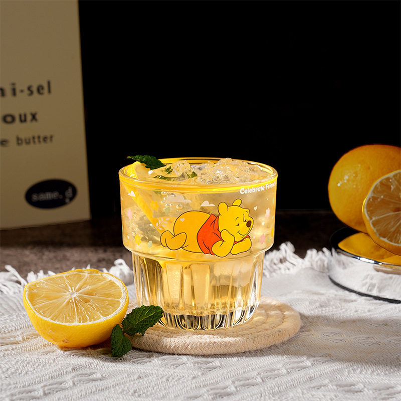 迪士尼维尼熊玻璃透明杯啤酒冰淇淋加冰可口可乐饮水杯子创意家用