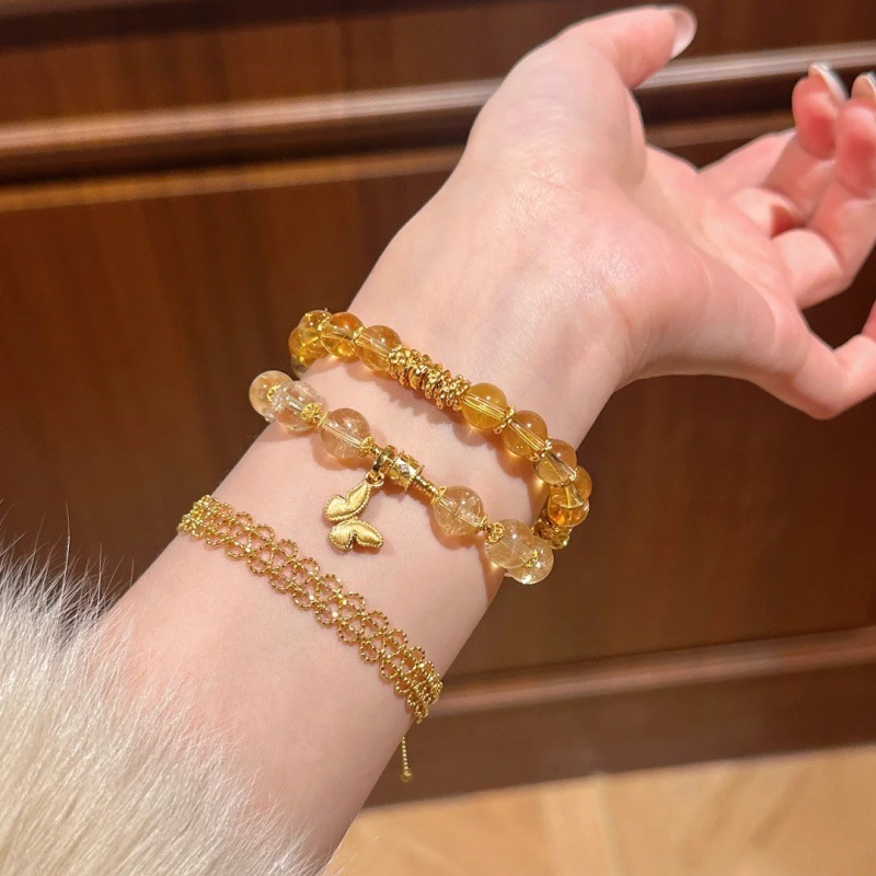 Natural Citrine Bracelet for Women, Wealth Attracting Bead, Genuine Crystal Bracelet, Prosperity Jewelry