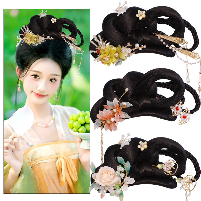 古装百搭唐风发髻全发丝假发汉服明制发髻软底新手懒人包饰品组合