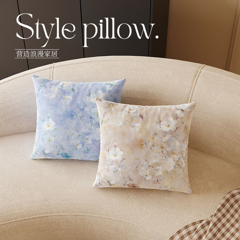 油画风清新花卉抱枕沙发靠枕含芯轻奢高级感抱枕家居装饰可拆洗