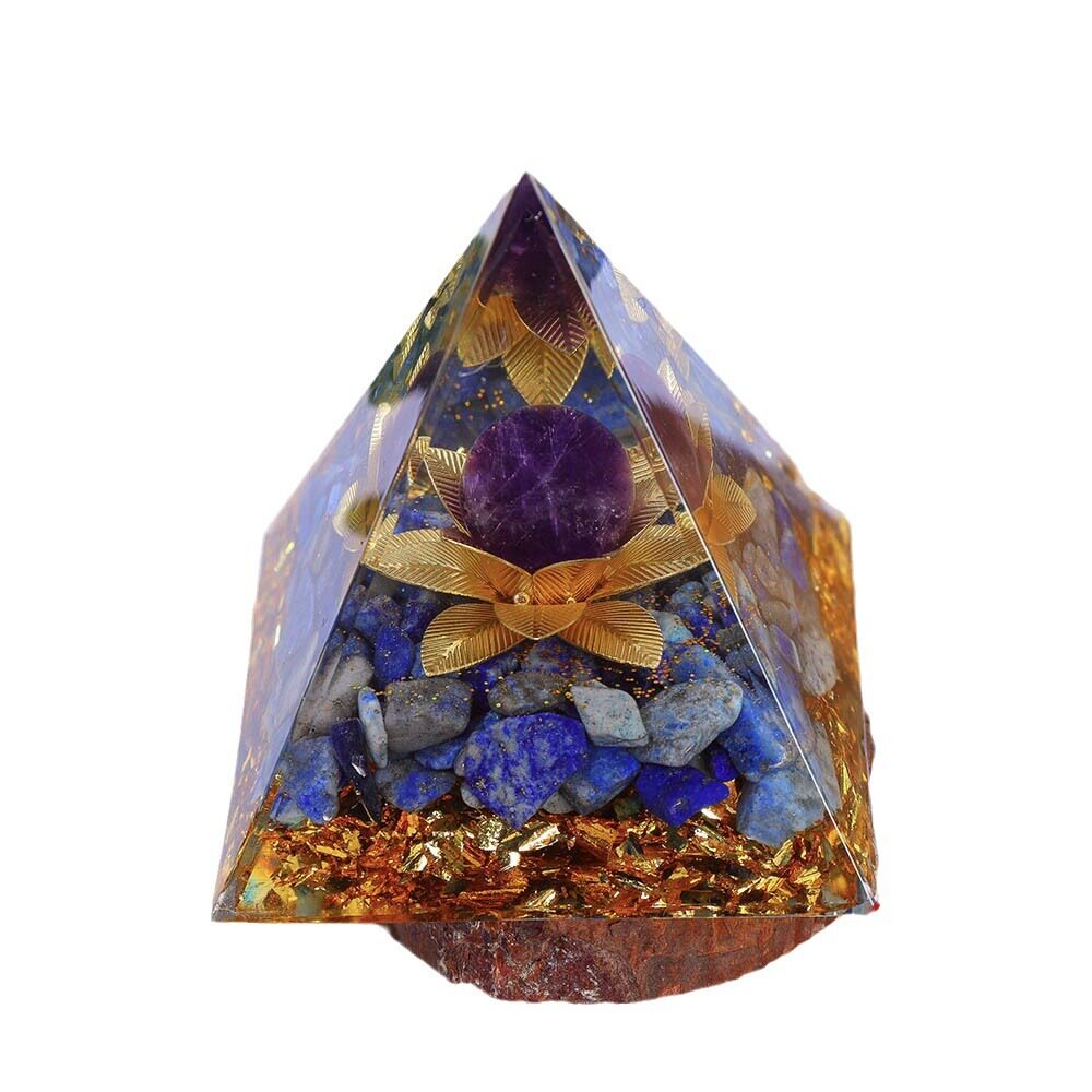 Lotus Pyramid — Amethyst Orgonite Energy Tower
