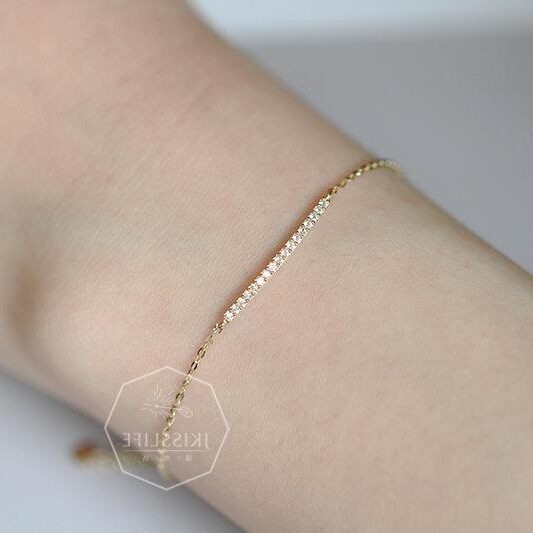 14K gold single-row diamond bracelet