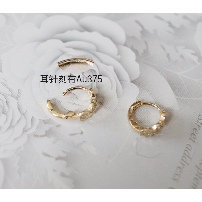 9K金 波浪花边耳扣