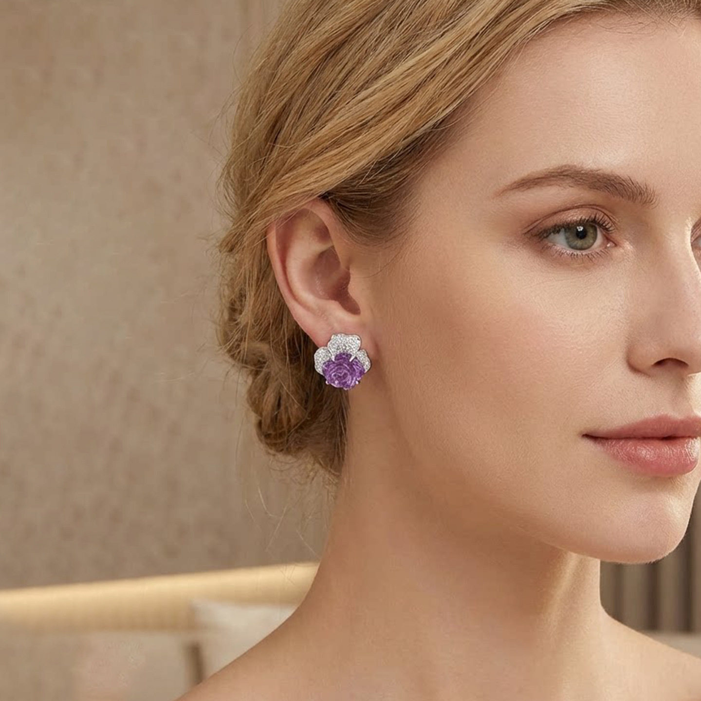 Luxury Modern Chinese Crystal Stud Earrings