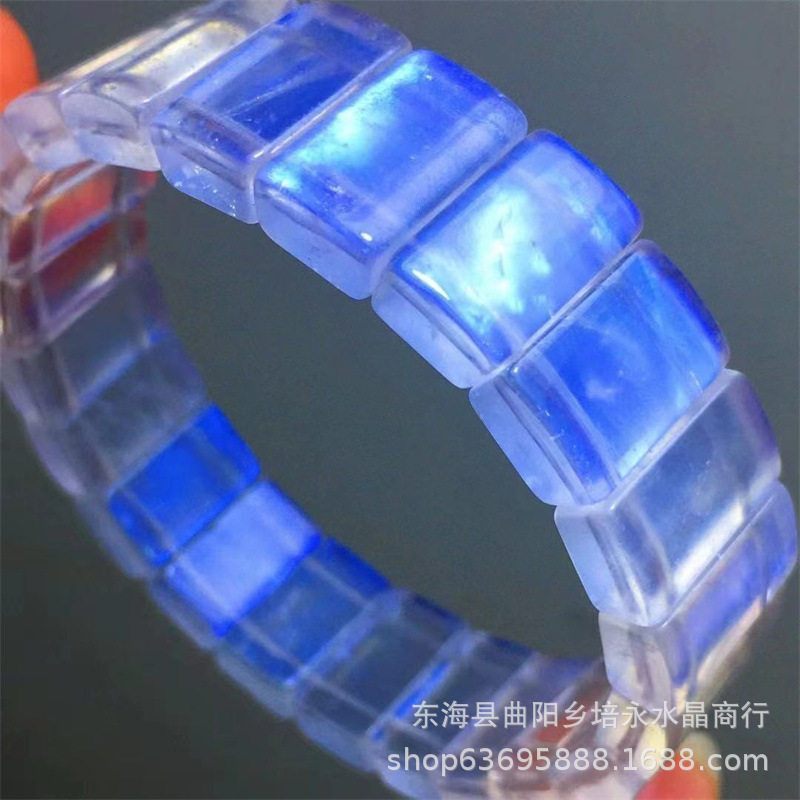 Blue Moonstone Wide Bracelet