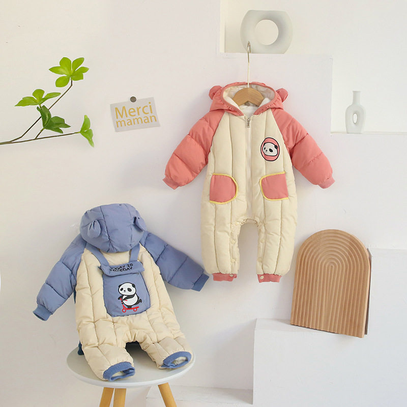 新生婴幼儿衣服冬季爬爬服宝宝加绒哈衣男女童连体衣套装外穿抱衣
