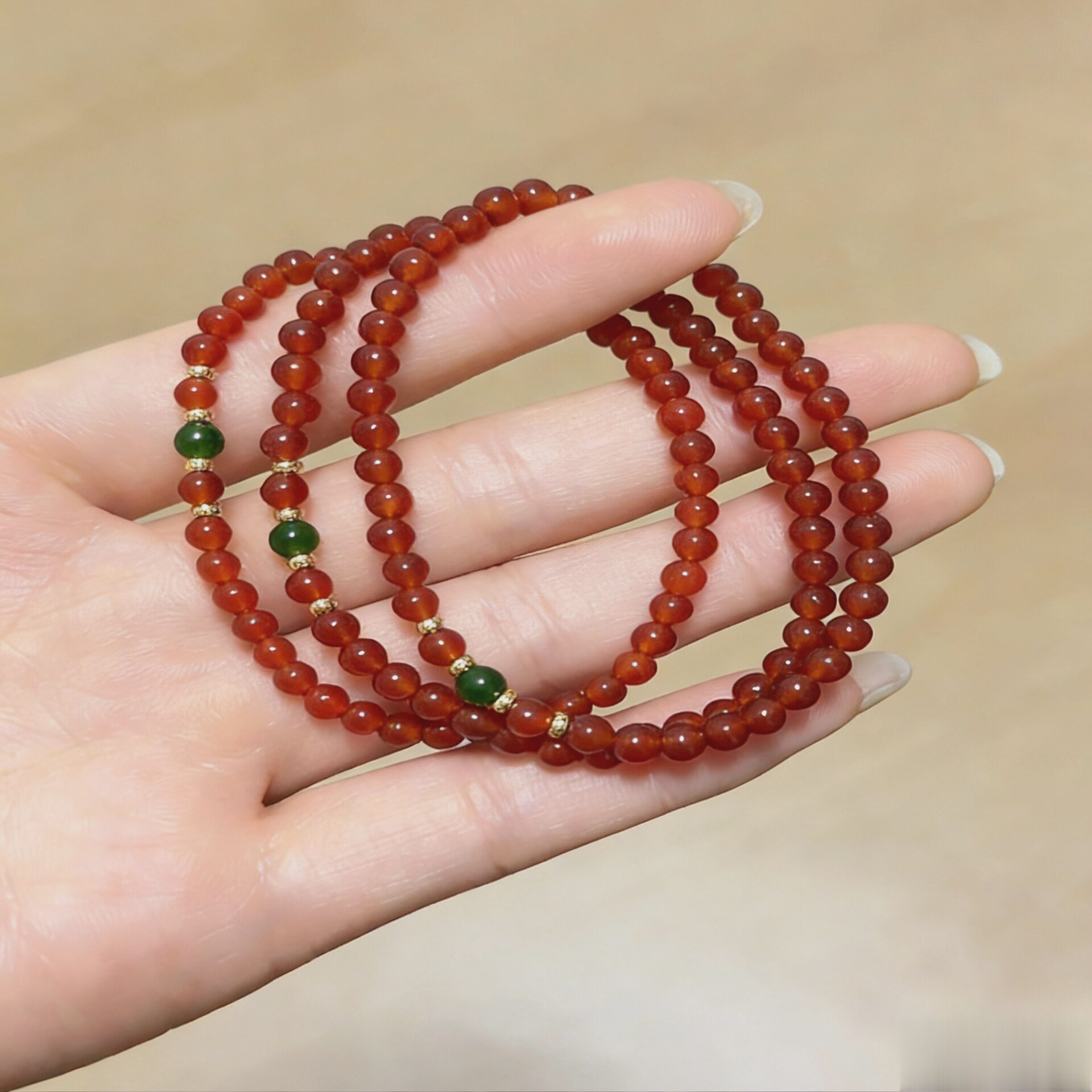 Round Bead Agate Bracelet