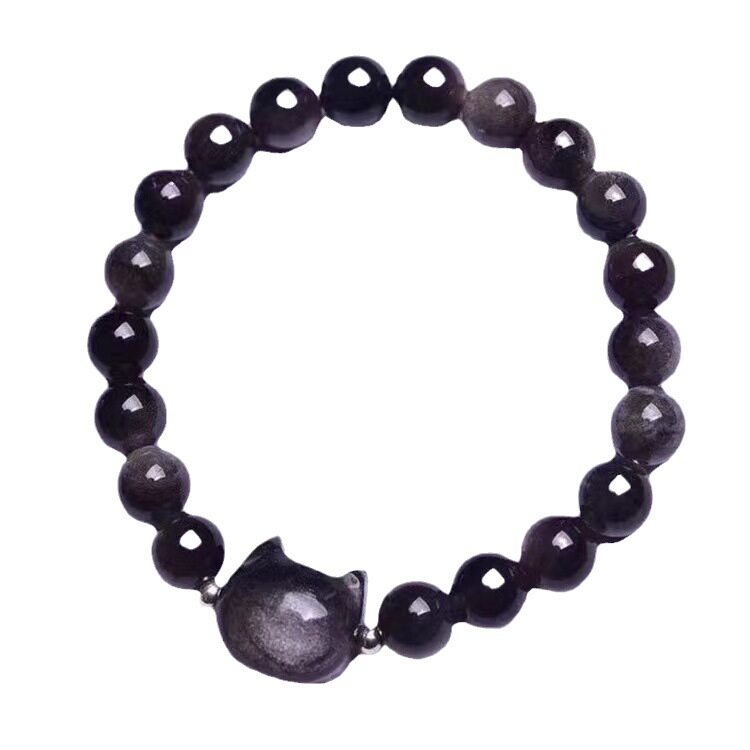 Handcrafted Silver Obsidian Bracelet