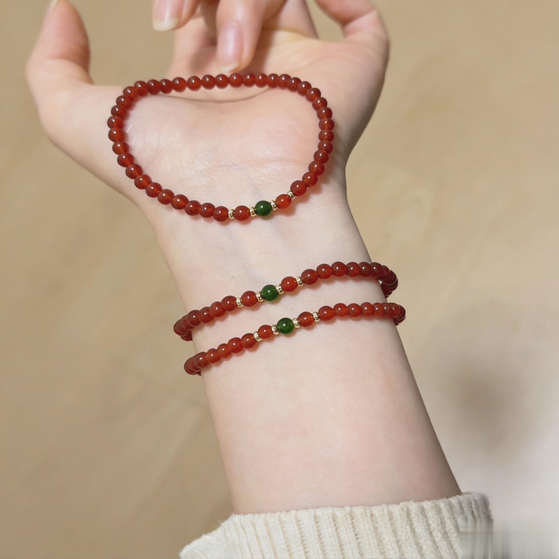 Round Bead Agate Bracelet