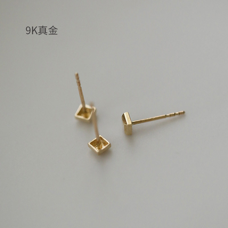 9K金 小方金块耳钉