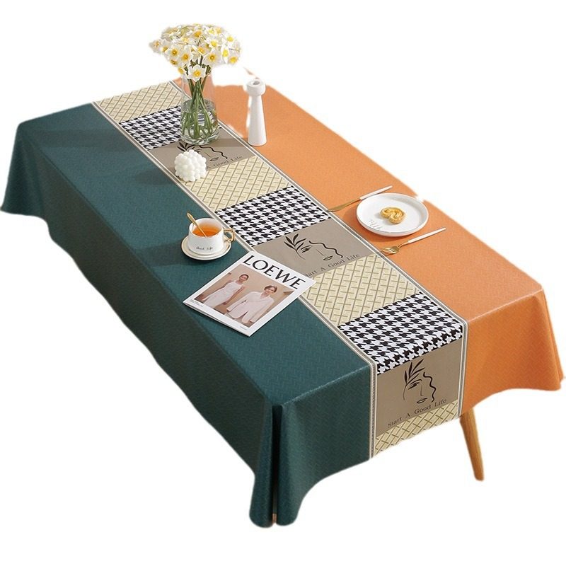 跨境桌布北欧pvc家用防水防油长方形印花台布餐桌加厚防烫桌布