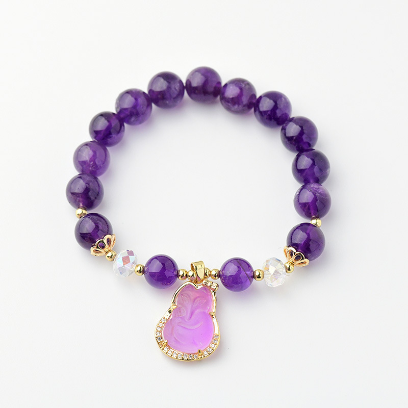 Natural Amethyst Fox Fairy Bracelet - Peach Blossom Luck, Marriage Fortune, and Crystal Energy Bracelet