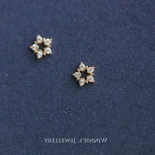 9K金 五角星雪花耳钉