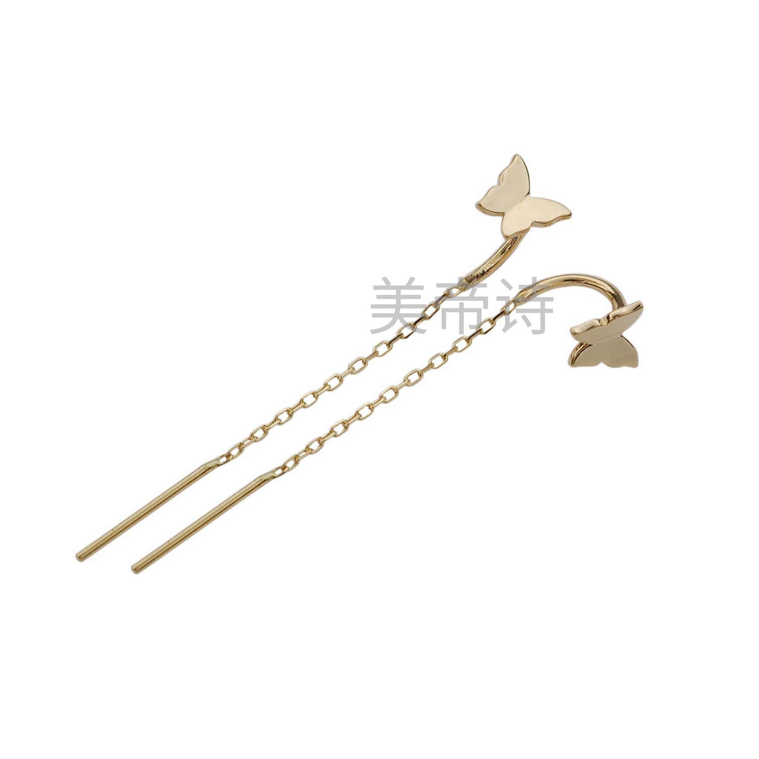 14K gold butterfly-shaped hook ear thread