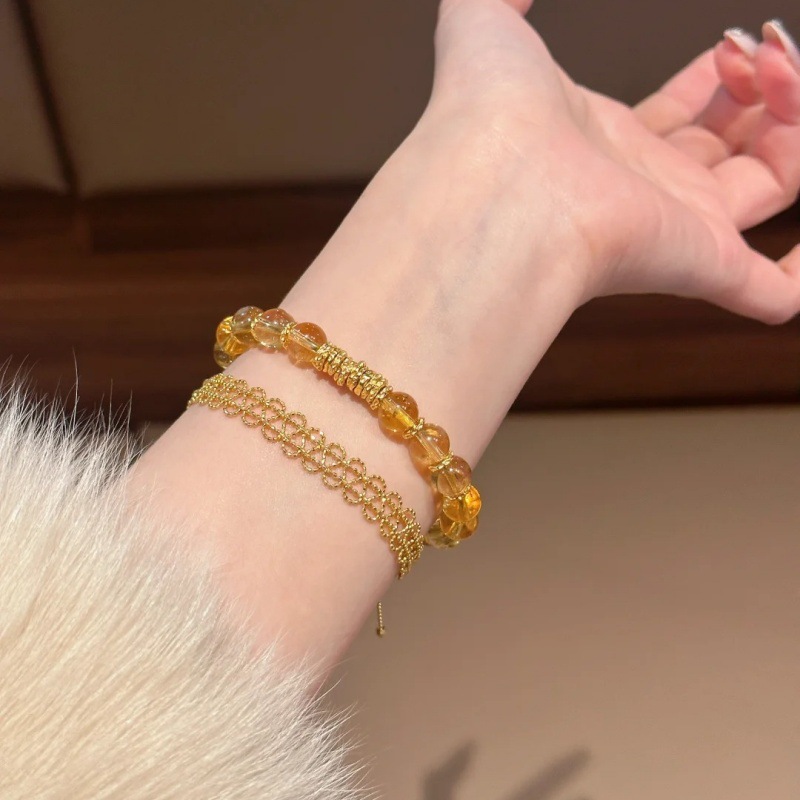 Natural Citrine Bracelet for Women, Wealth Attracting Bead, Genuine Crystal Bracelet, Prosperity Jewelry