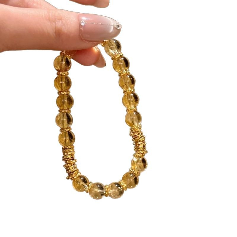 Natural Citrine Bracelet for Women, Wealth Attracting Bead, Genuine Crystal Bracelet, Prosperity Jewelry