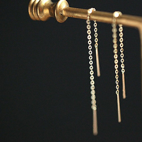 14K gold chain ear thread