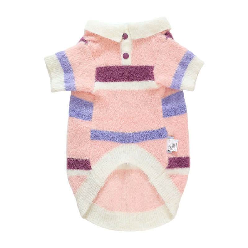 新款宠物衣服狗狗毛衣猫咪衣服POLO领条纹开衫冬天保暖宠物毛衣
